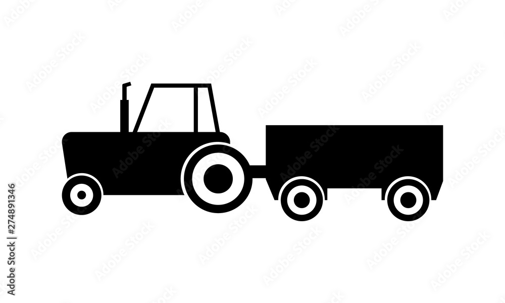 Tractor flat icon farm symbol isolated on vector image 