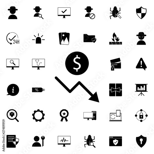 financial downgrade schedule icon. Universal set of web for website design and development, app development