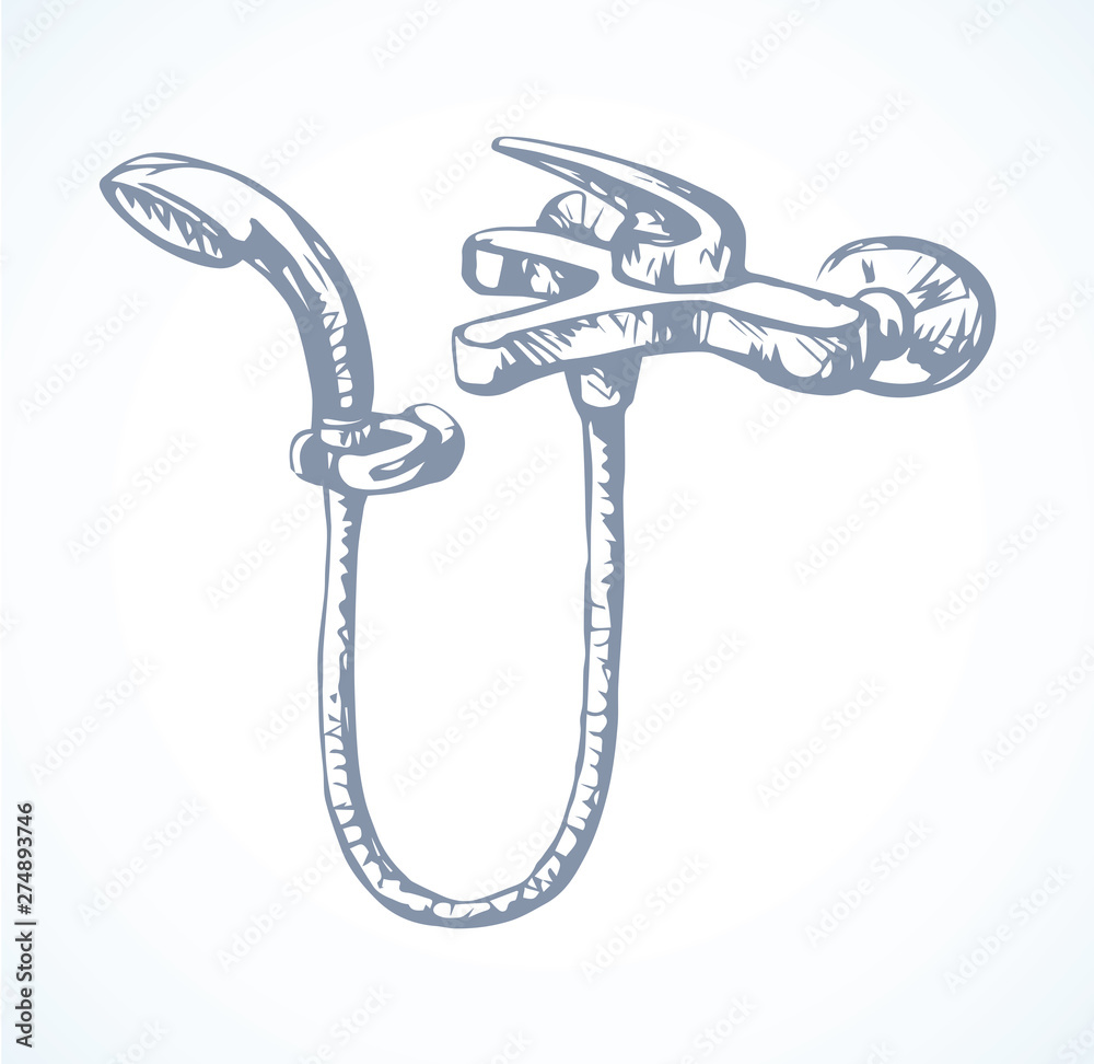Shower with tap. Vector drawing Shower with tap. Vector drawing