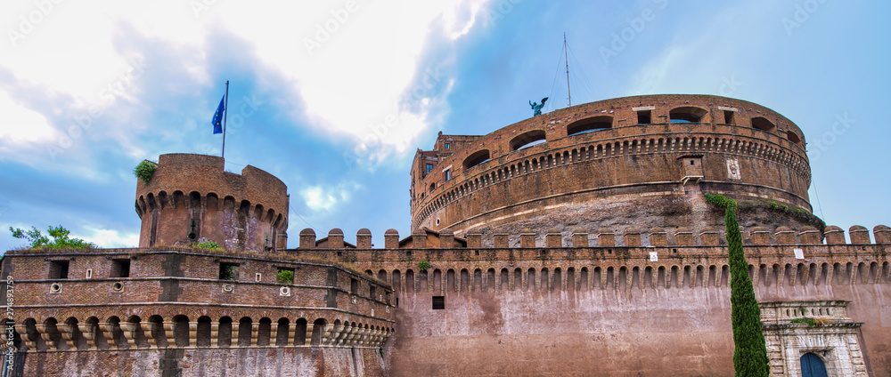 Saint Angel Castle on a sunny day in Rome, Italy