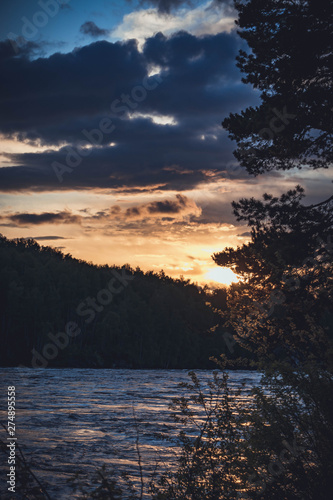 sunset over the river