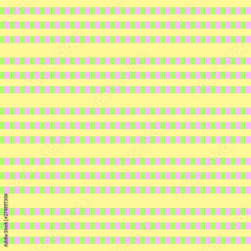 Abstract multicolored squares on a yellow background, seamless pattern, vector