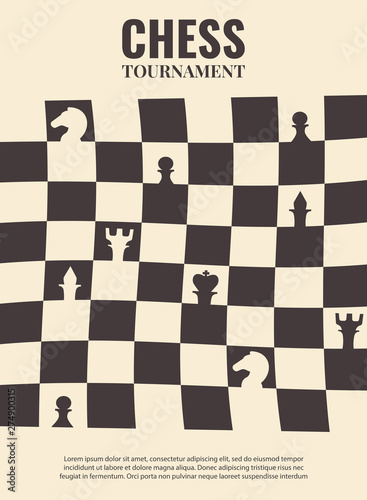 Vector illustration about chess tournament, match, game. Use as advertising, invitation, banner, poster.