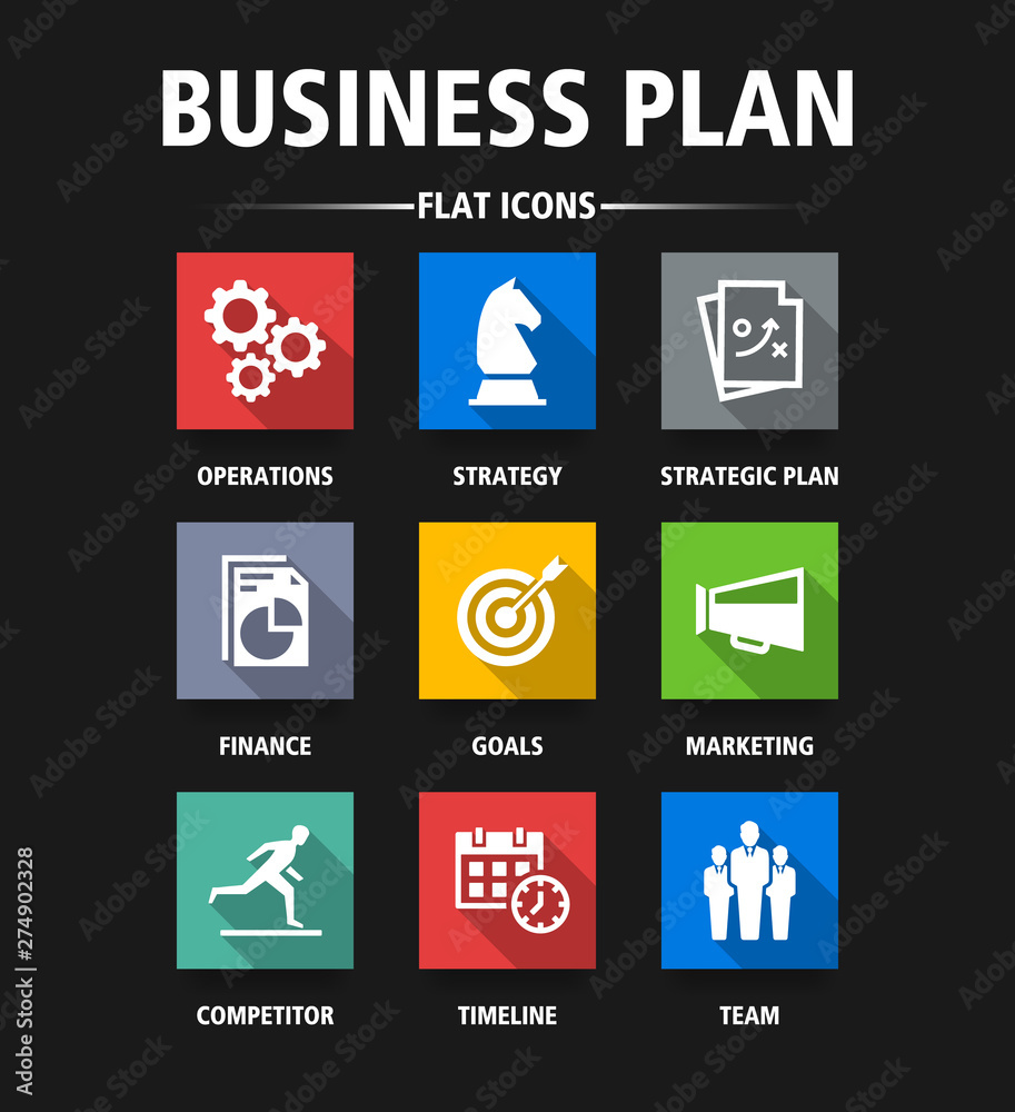 BUSINESS PLAN FLAT ICONS