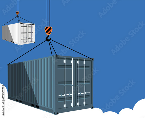Shipping container on blue sky