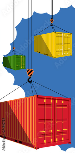 Shipping container on blue sky