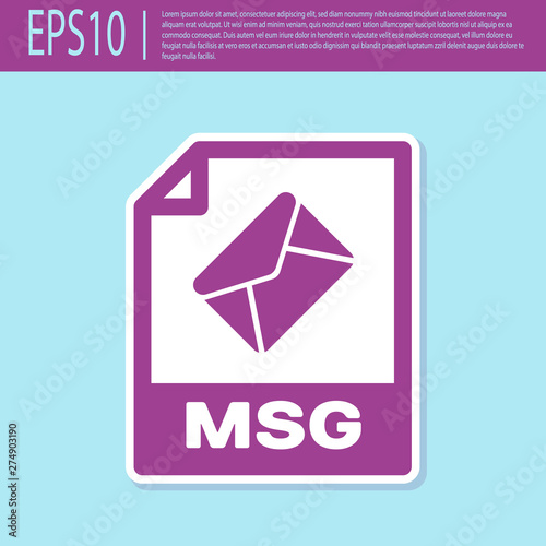 Retro purple MSG file document icon. Download msg button icon isolated on turquoise background. MSG file symbol. Vector Illustration