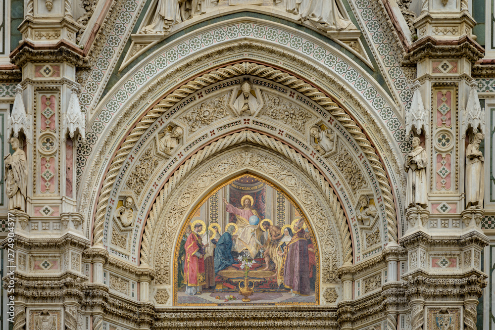 A beautyful decorative panels at the Duomo Santa Maria del Fiore, in Florence, Italy