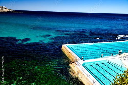 BONDI BEACH  AUSTRALIA - AUGUST 18  2018  City coastline and pools. This is a famous tourist attraction