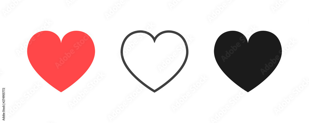Heart icon collection. Live stream video, chat, likes. Social media Heart icon collection. Live stream video, chat, likes. Social media