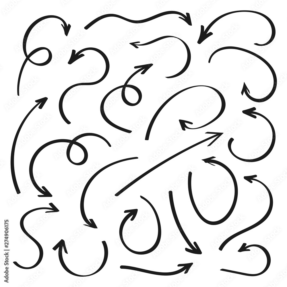 Super set hand-drawn arrows, vector graphic design Super set hand-drawn arrows, vector graphic design