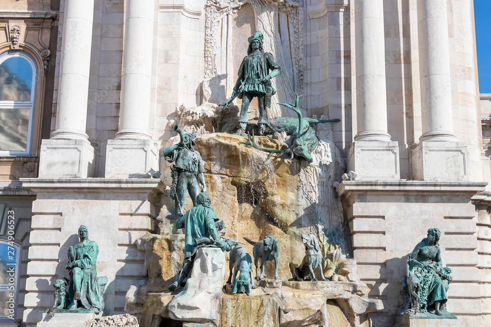 Matthias Fountain in Buda Castle, Budapest, Hungary.
