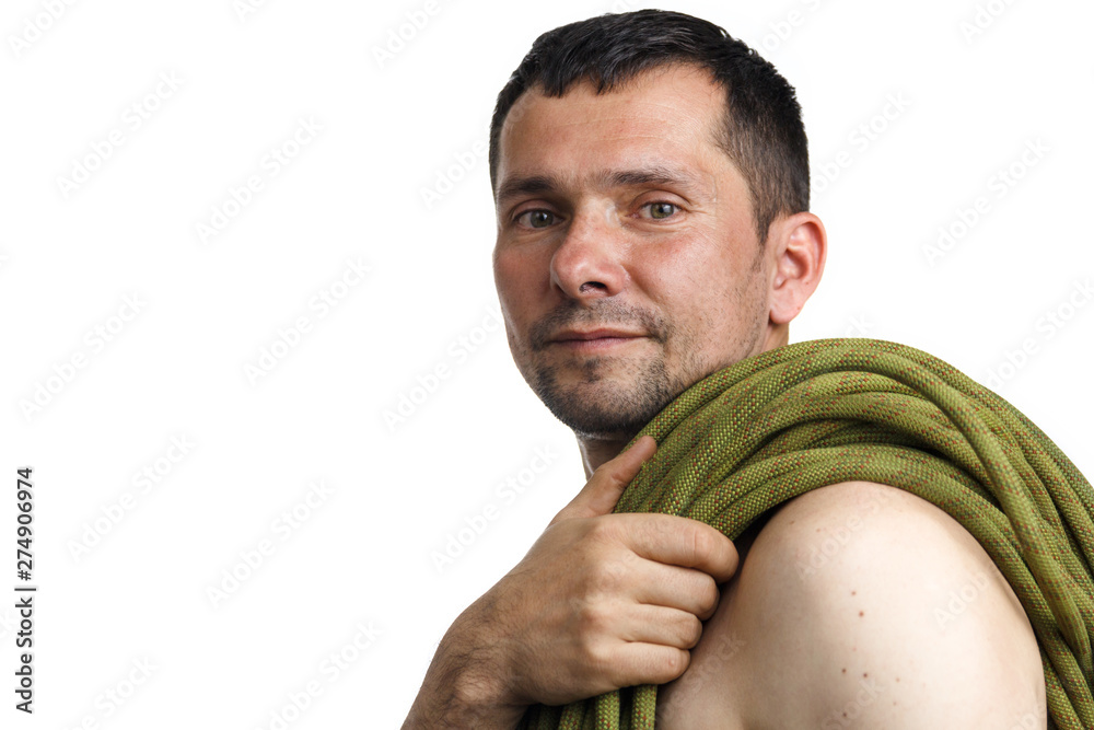 Portrait of mountain climber on white background Portrait of mountain climber on white background