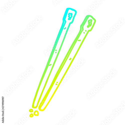 cold gradient line drawing cartoon chop sticks
