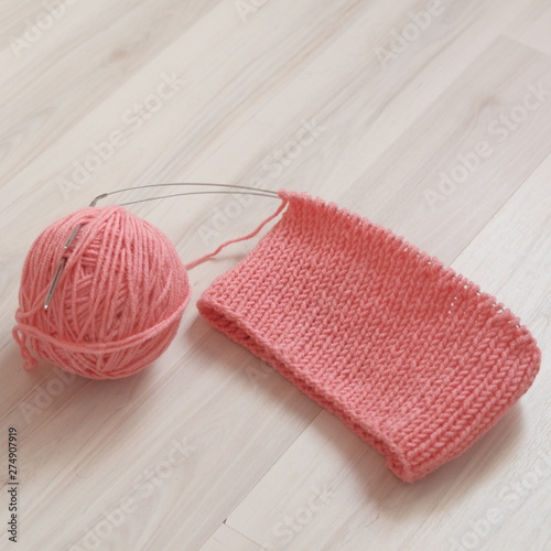 Close shot of cold weather winter handmade knitting clothes