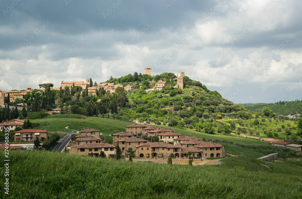View on the little town of Monticchiello, Tuscany