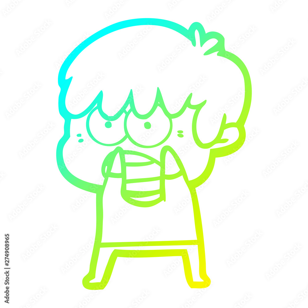 cold gradient line drawing worried cartoon boy cold gradient line drawing worried cartoon boy