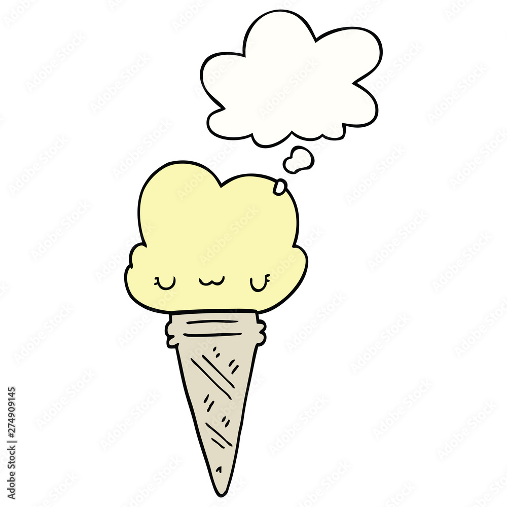 cartoon ice cream with face and thought bubble cartoon ice cream with face and thought bubble