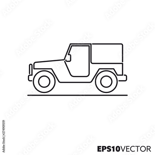 Off-Road vehicle vector line icon