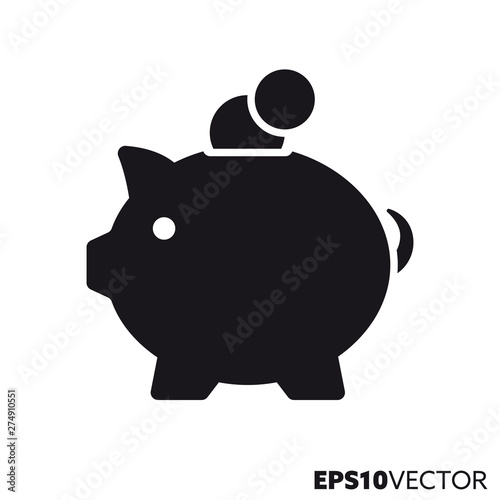 Piggy bank vector glyph icon