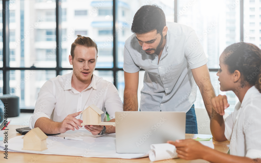 Group of business creative designer team meeting and discuss for planning project in office Group of business creative designer team meeting and discuss for planning project in office
