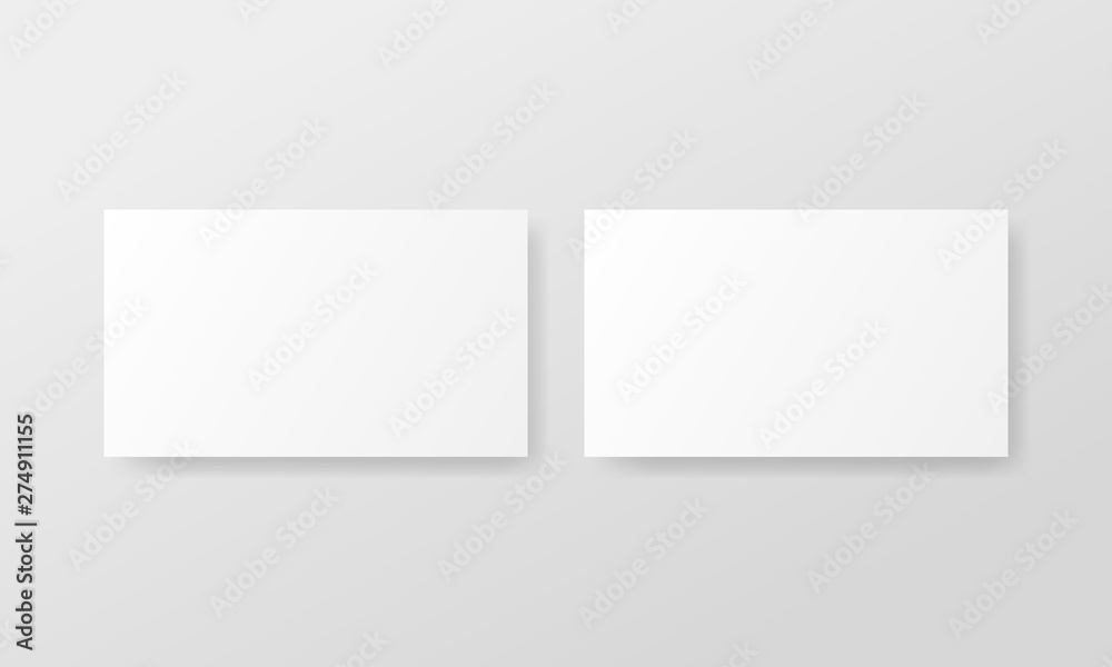 Two blank horizontal business cards mockup. Vector advertising banner mockup stand exhibit Two blank horizontal business cards mockup. Vector advertising banner mockup stand exhibit