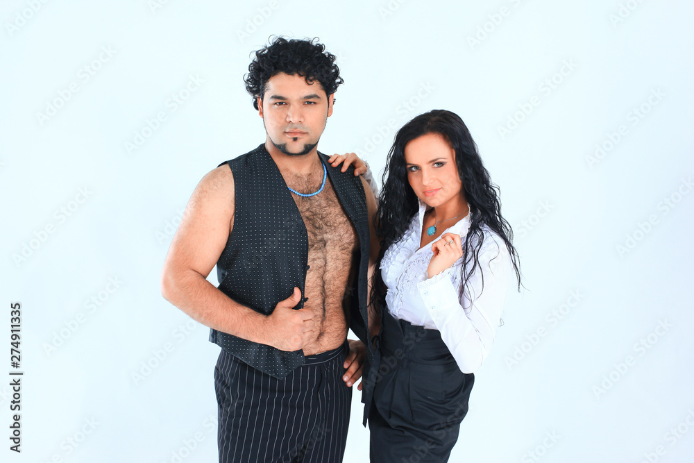 stylish dance couple .isolated on a white stylish dance couple .isolated on a white
