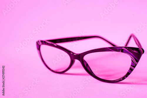 retro glasses isolated on color pink background