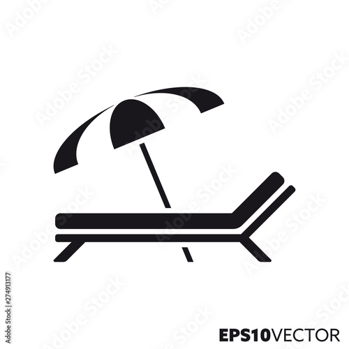 Papier peint Sunbed and beach umbrella vector glyph icon