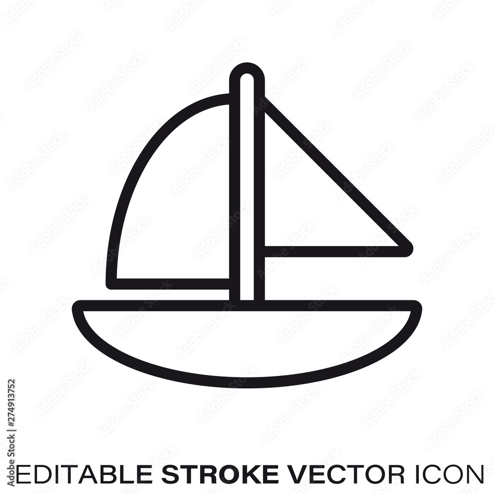 Toy sailboat vector line icon