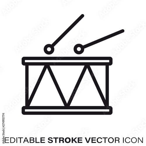 Toy drum and sticks vector line icon