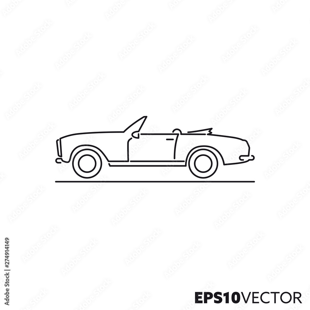 Vintage sports car vector line icon