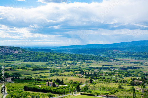 Landscape with fruitful Luberon valley in Provence  South of France