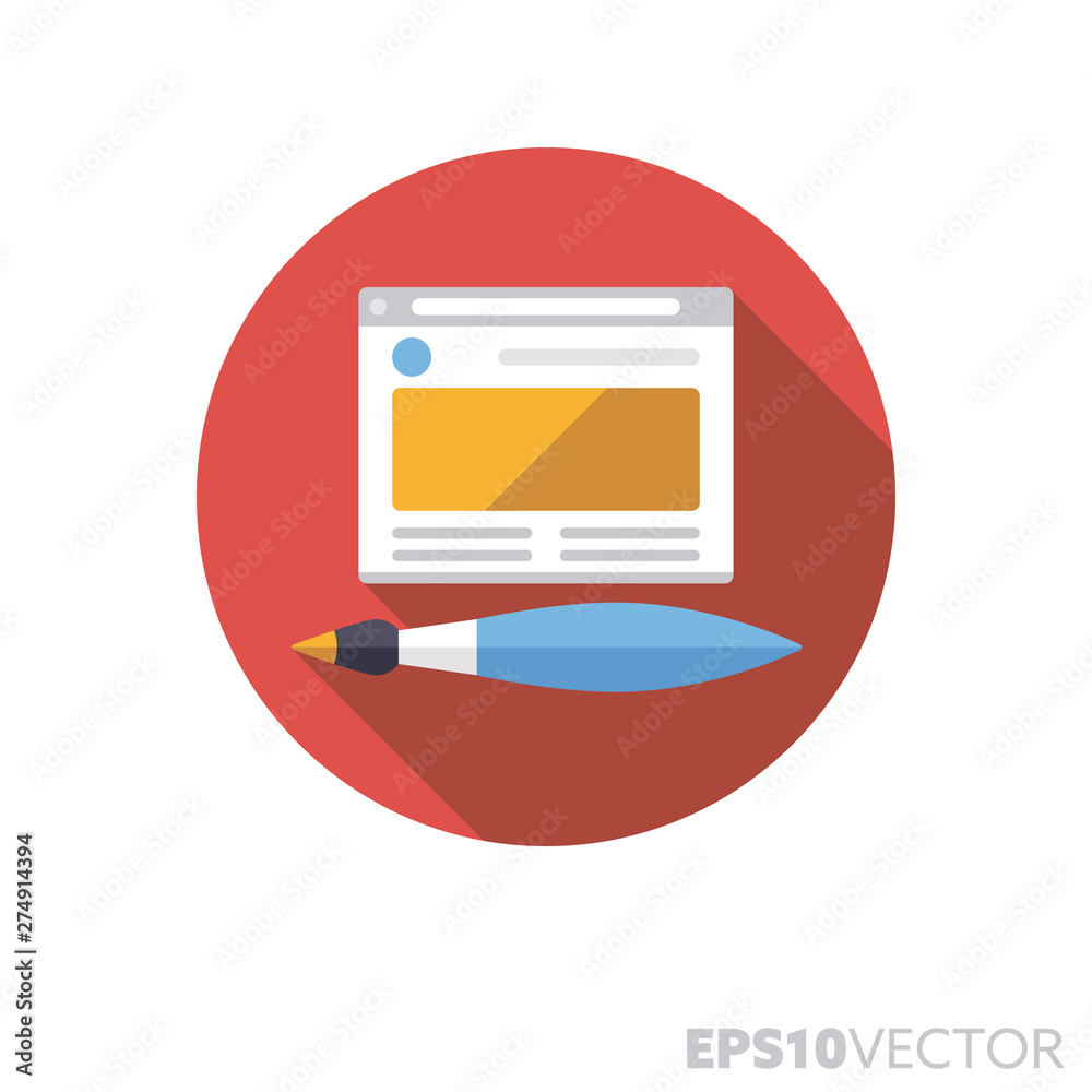 Illustrations on websites flat design long shadow color vector icon Illustrations on websites flat design long shadow color vector icon