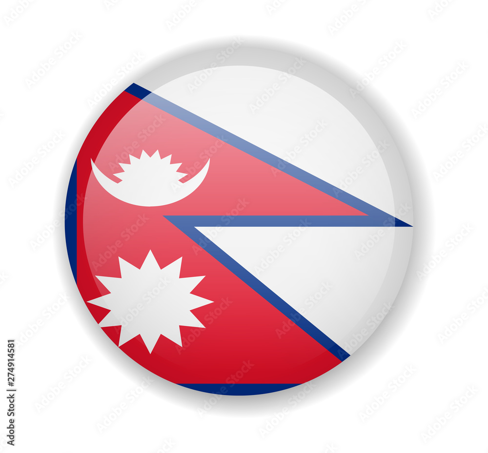Nepal flag round bright icon on a white background Nepal flag round bright icon on a white background