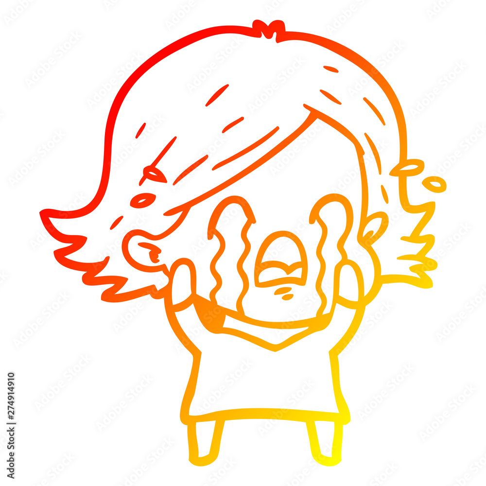 warm gradient line drawing cartoon woman crying warm gradient line drawing cartoon woman crying