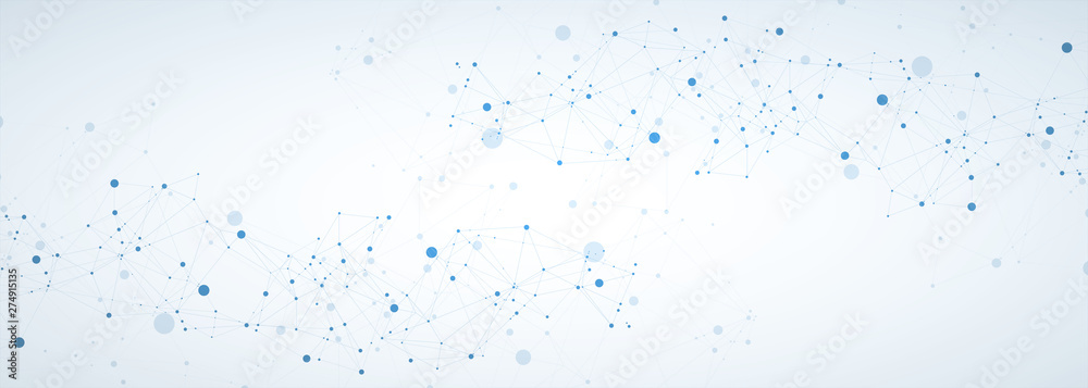 Template for science and technology presentation. Plexus style background.