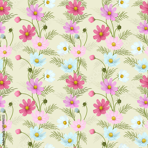 Wallpaper Mural Colorful cosmos flowers seamless pattern. Torontodigital.ca