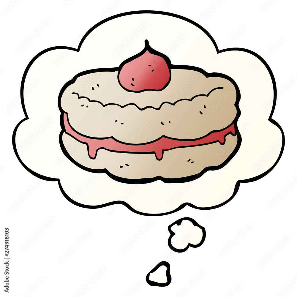 cartoon biscuit and thought bubble in smooth gradient style