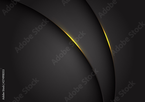 Abstract yellow light on dark grey grey metallic curve overlap with blank space design modern futuristic background vector illustration.