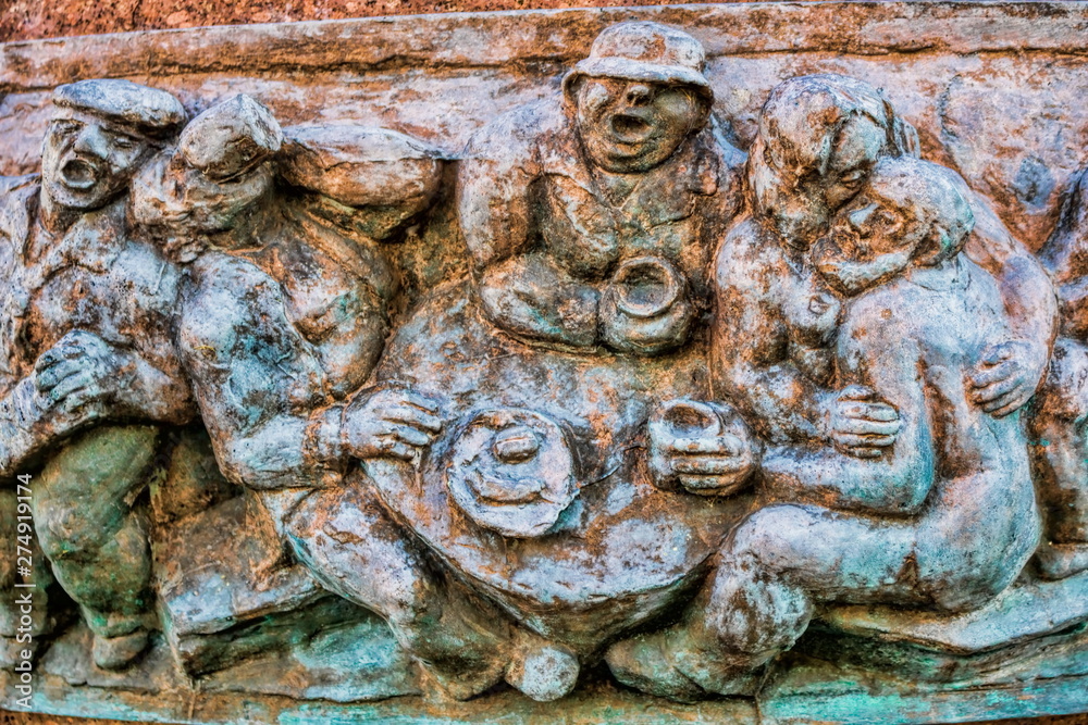 detail am marktbrunnen von wurzen, deutschland