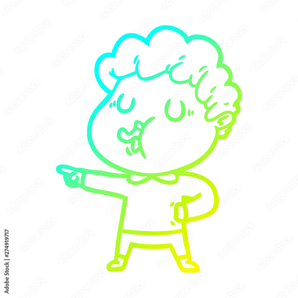 cold gradient line drawing cartoon man singing