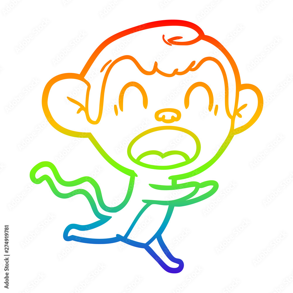 rainbow gradient line drawing shouting cartoon monkey rainbow gradient line drawing shouting cartoon monkey