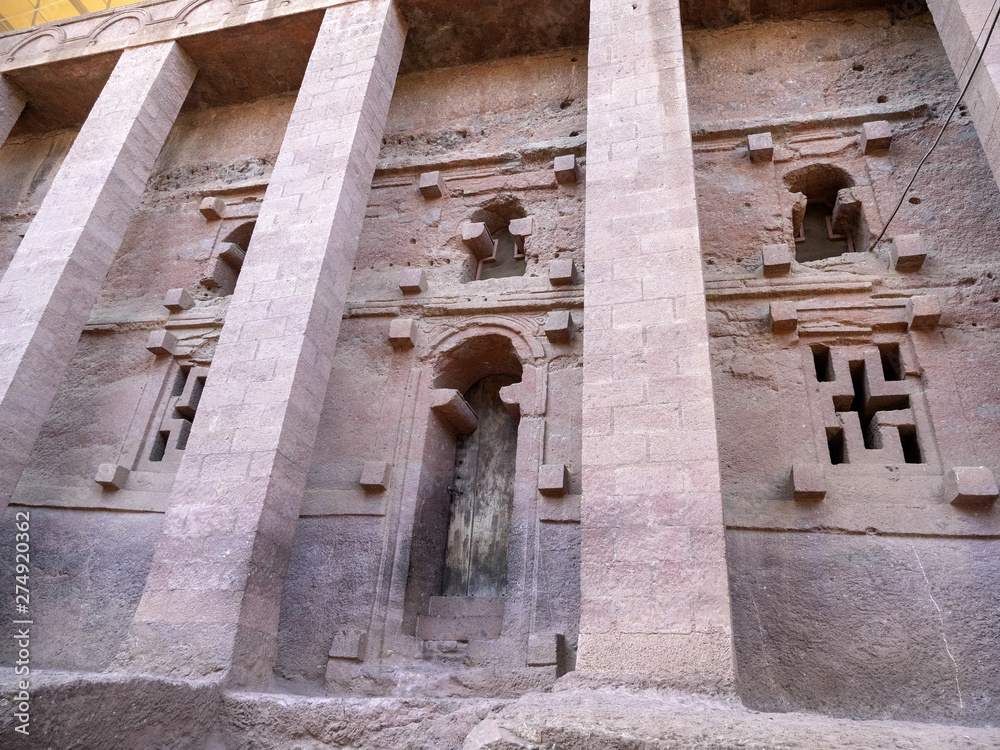 The largest of the churches is Medhane Alem, Lalibela, Ethiopia