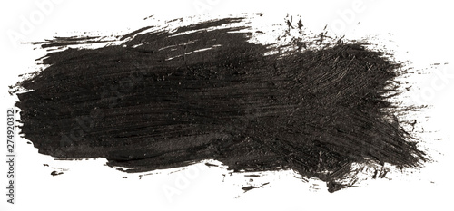 Hand drawn isolated black ink oil paintbrush stripe with dirty black color eps 10 vector illustration.