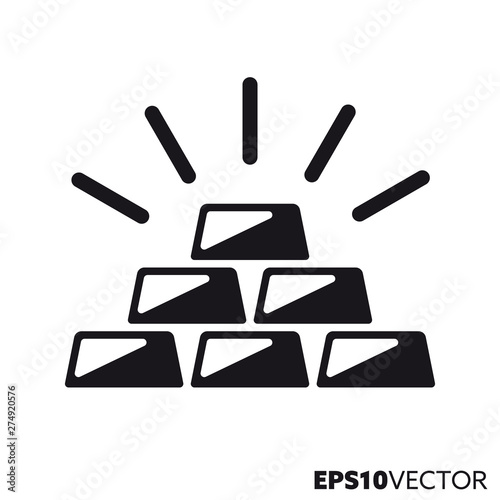 Gold bullions vector glyph icon