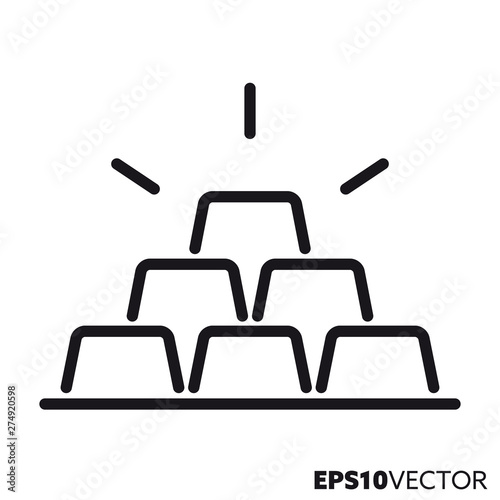 Gold bullions vector line icon