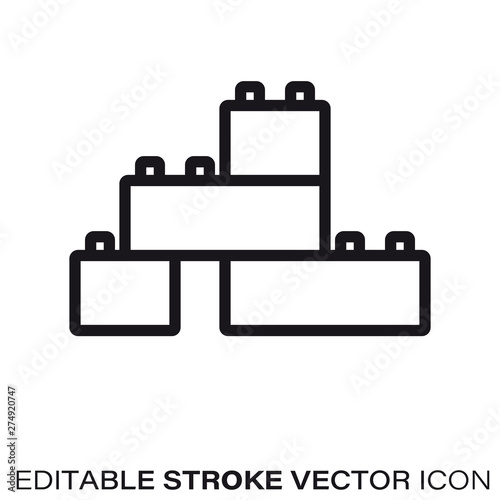 Construction bricks toy vector line icon