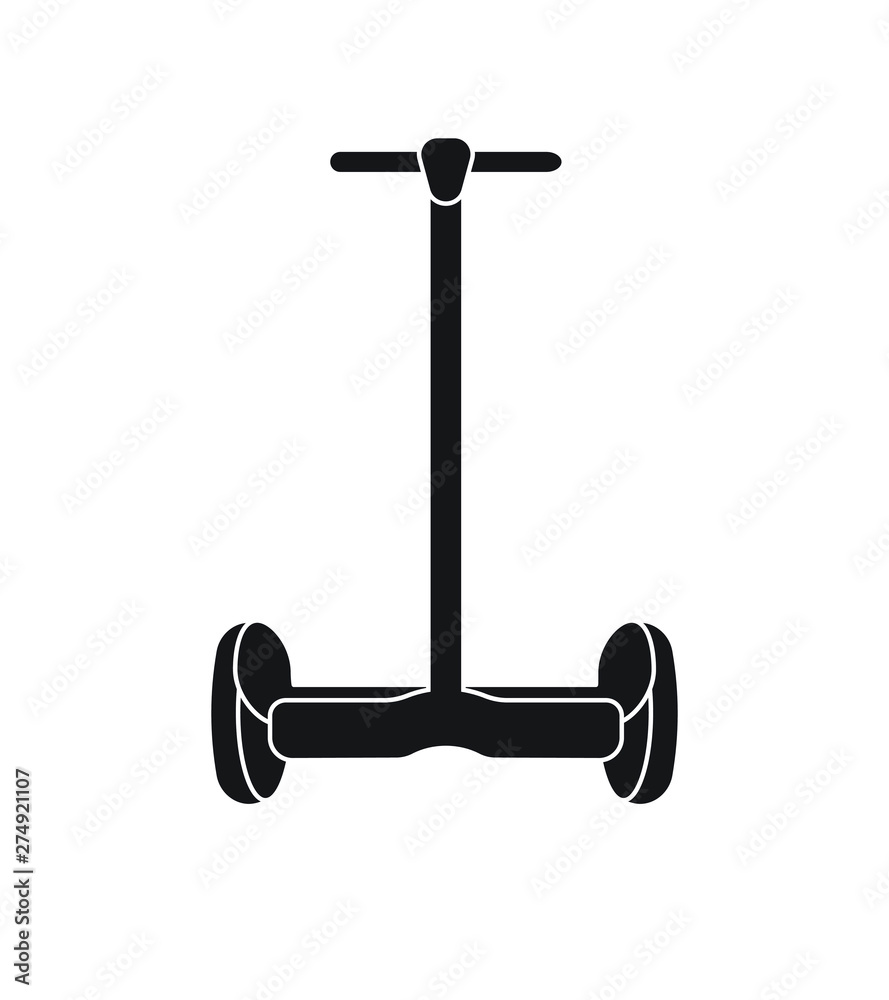 Vector flat cartoon icon logo of hoverboard gyroscooter hover board gyro scooter isolated on white background Vector flat cartoon icon logo of hoverboard gyroscooter hover board gyro scooter isolated on white background
