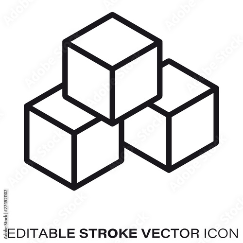 Building blocks vector line icon photo